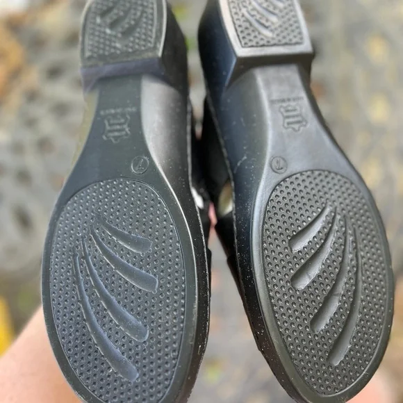 Vintage Y2K Duck Head Tina Leather Slip On Black Sandals  7M New - Picture 6 of 9